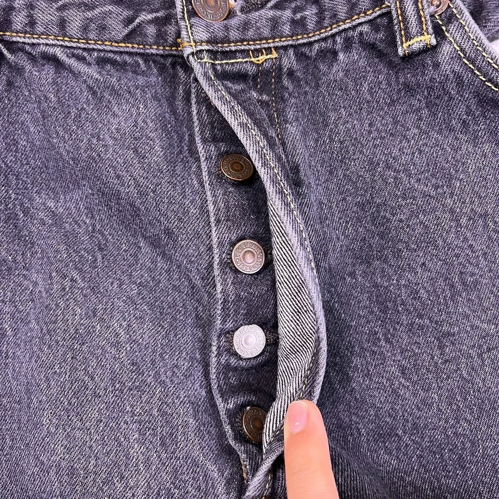 Levi's 501 Mens Black Denim Button Fly Outdoor Straight Leg Jeans Size 38x30